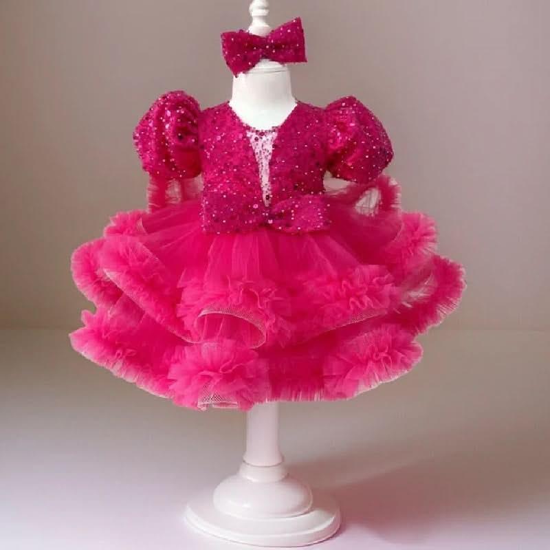 Babyhug Woven Sleeveless Mesh Tiered Party Dress - Multicolor main image 0