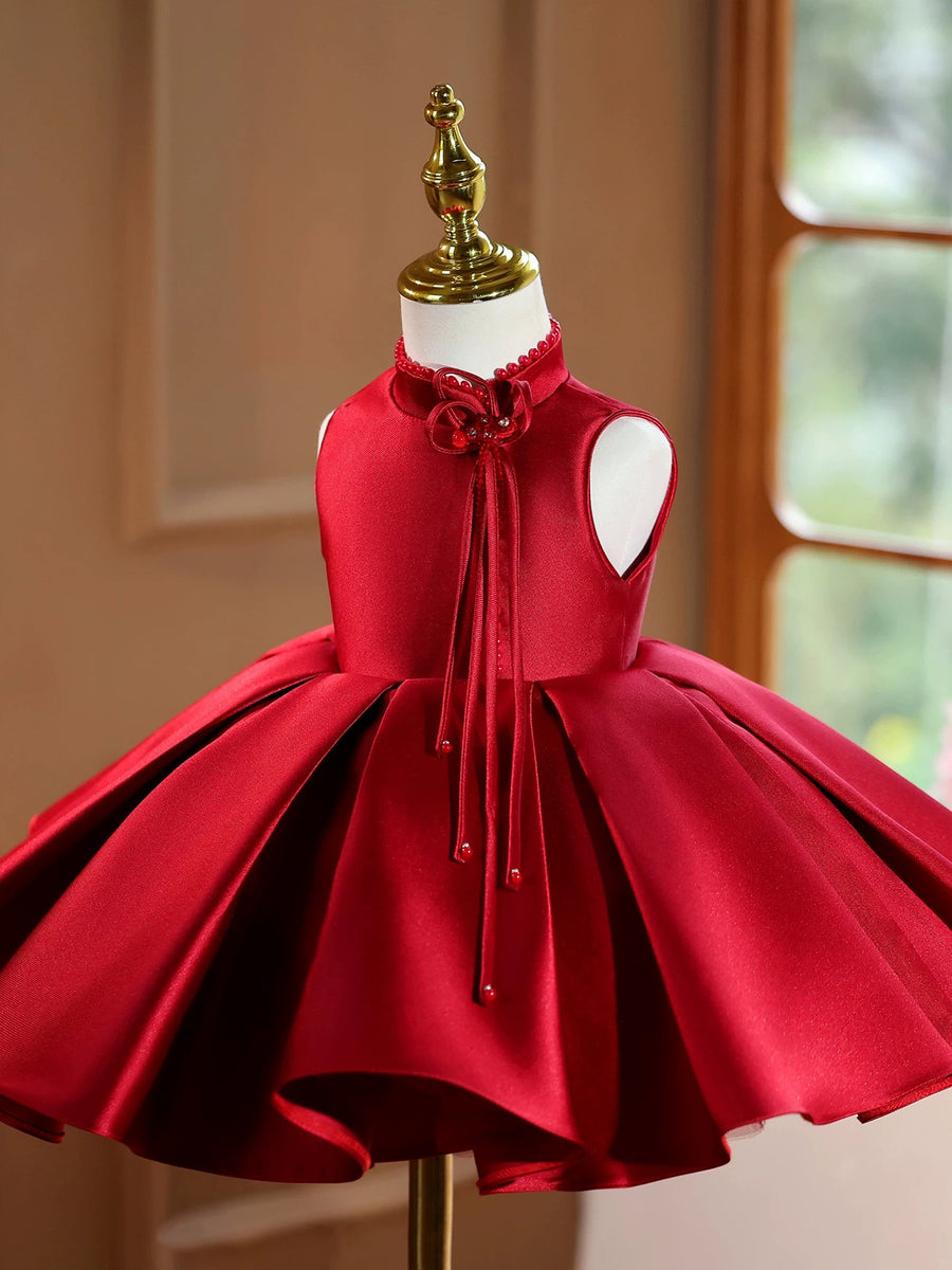 Christmas red dress, party evening gown, satin baby dress – Liyadress